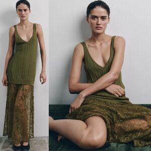 ZARA LACE KNIT MIDI DRESS